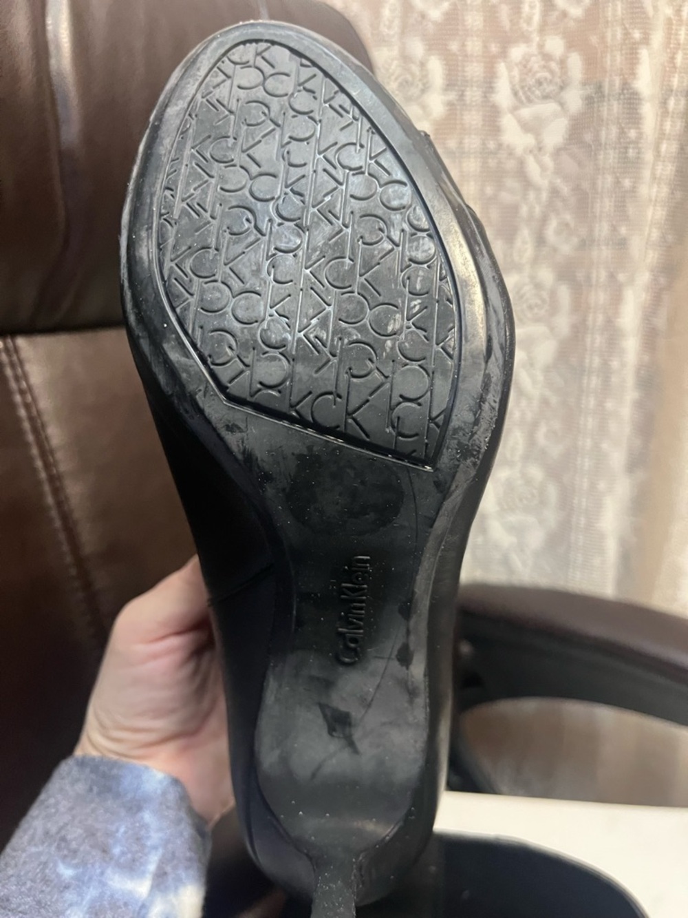Calvin Klein Nastassia Nappa Leather Open-Toe Wrap Heels - Picture 14 of 14